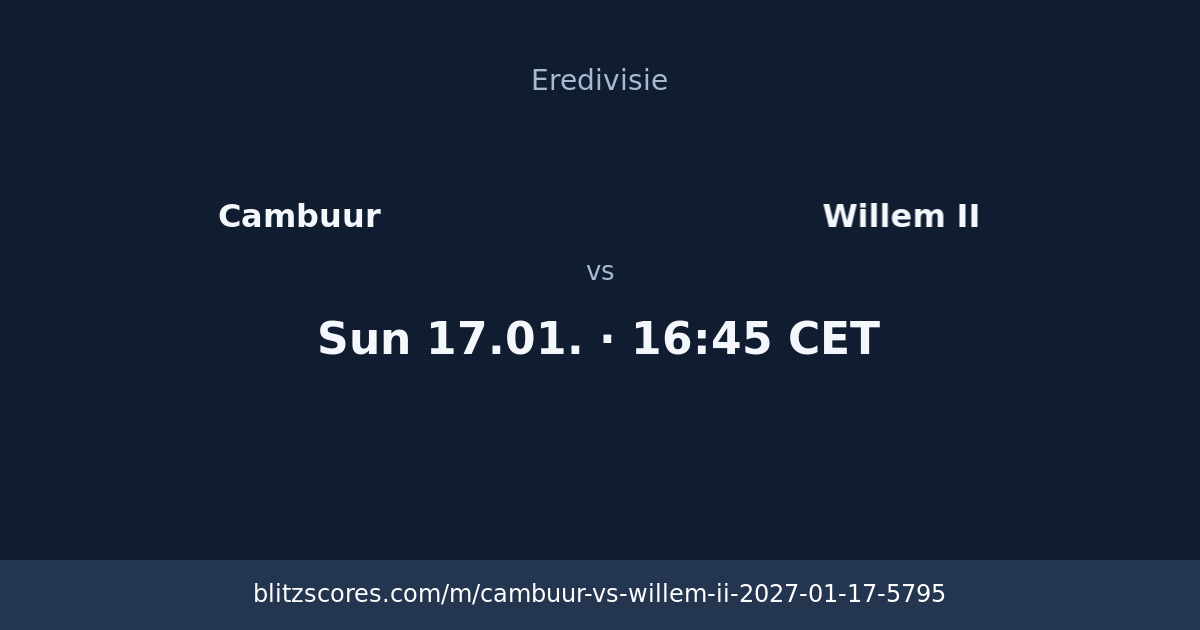 Cambuur vs Willem II score card