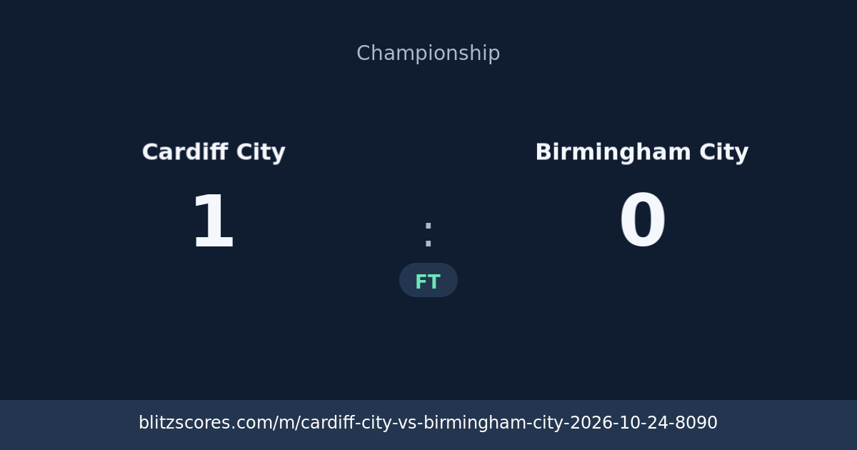 Cardiff City vs Birmingham City score card