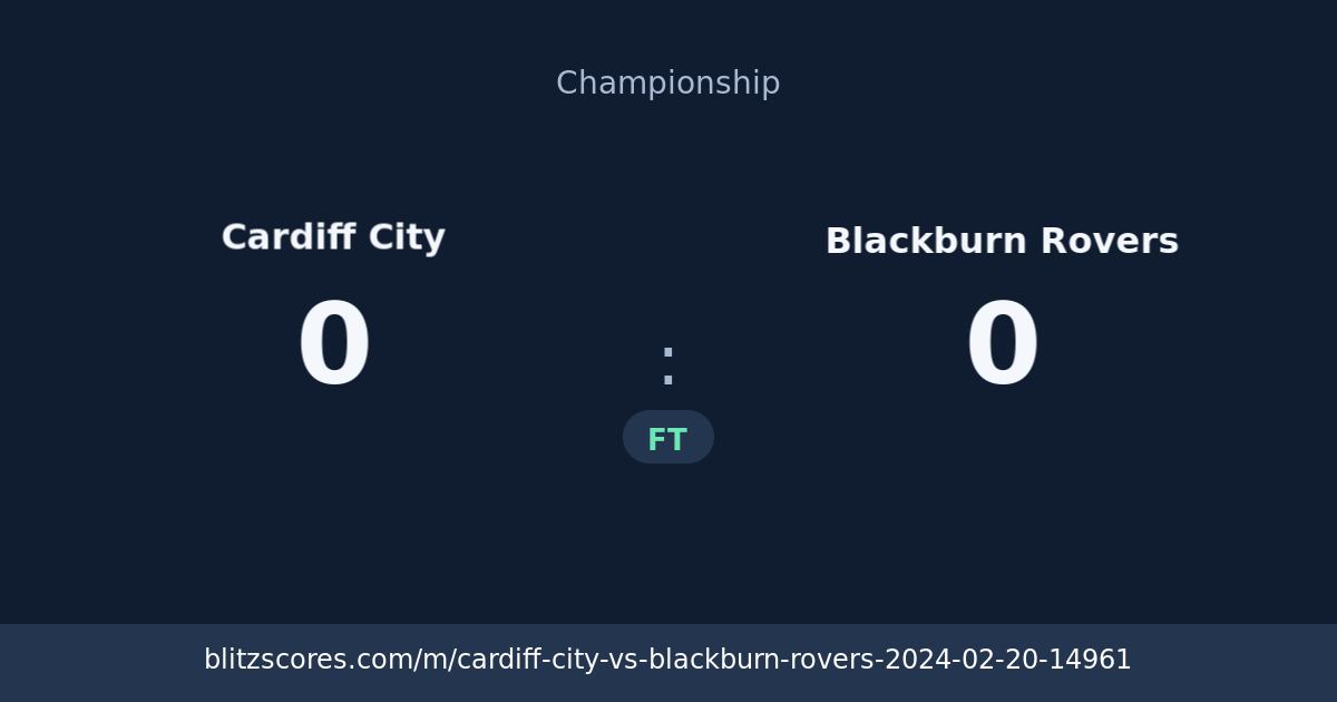 Cardiff City vs Blackburn Rovers score card