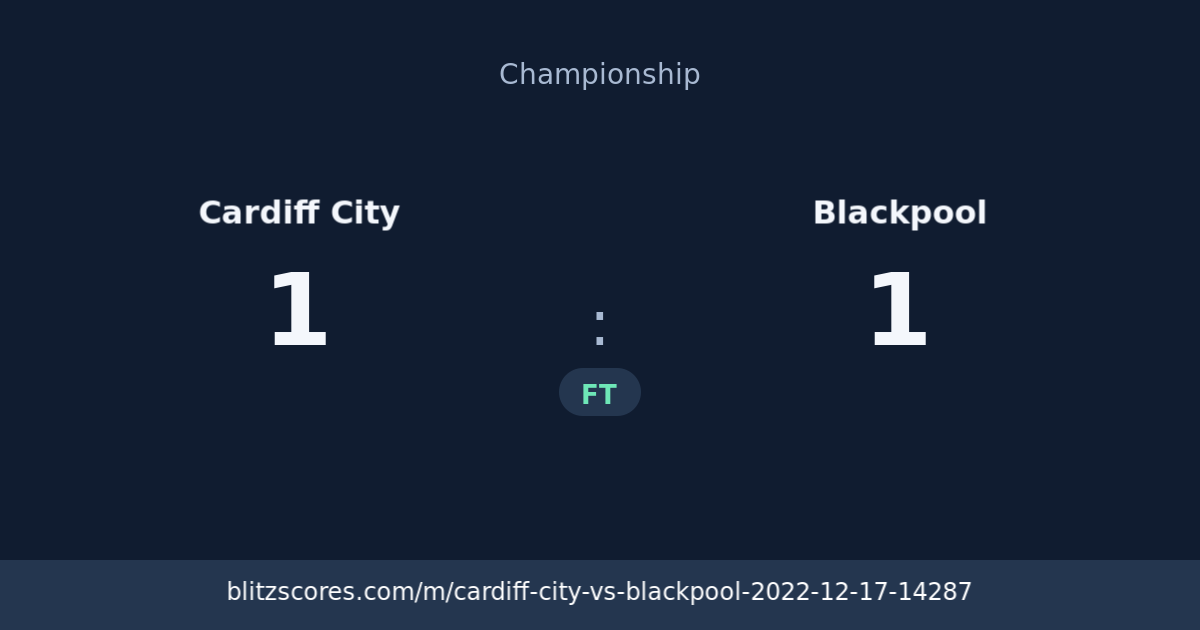 Cardiff City vs Blackpool score card