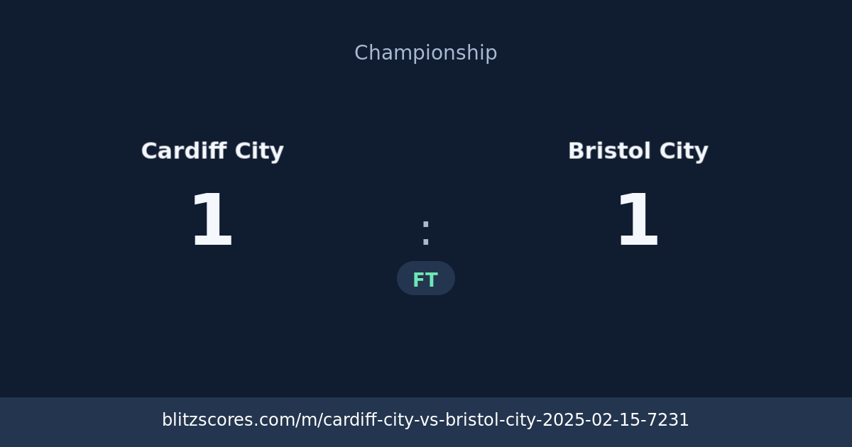 Cardiff City vs Bristol City score card