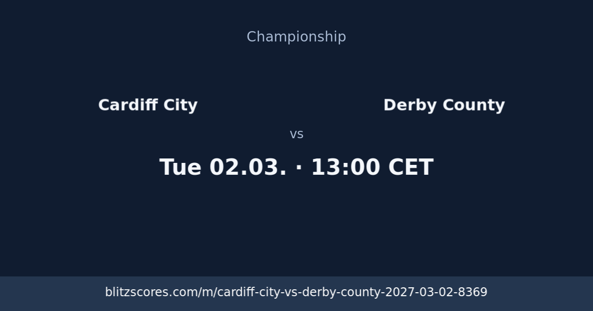 Cardiff City vs Derby County score card