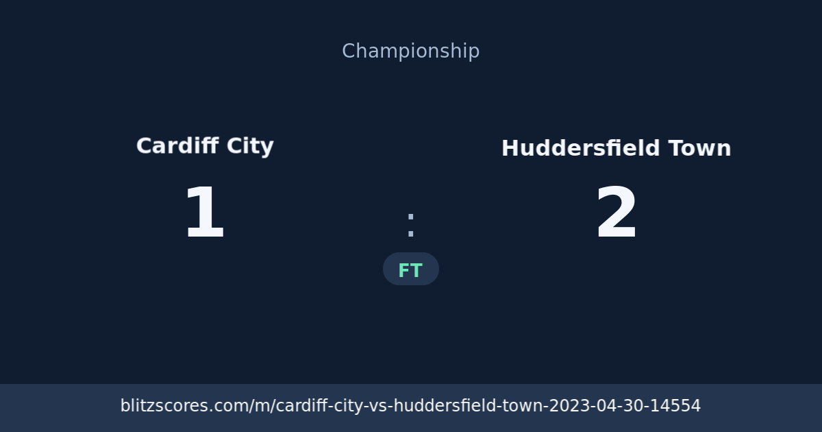 Cardiff City vs Huddersfield Town score card