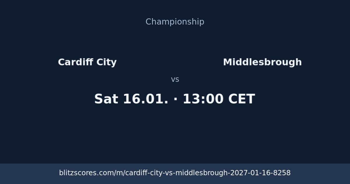 Cardiff City vs Middlesbrough score card