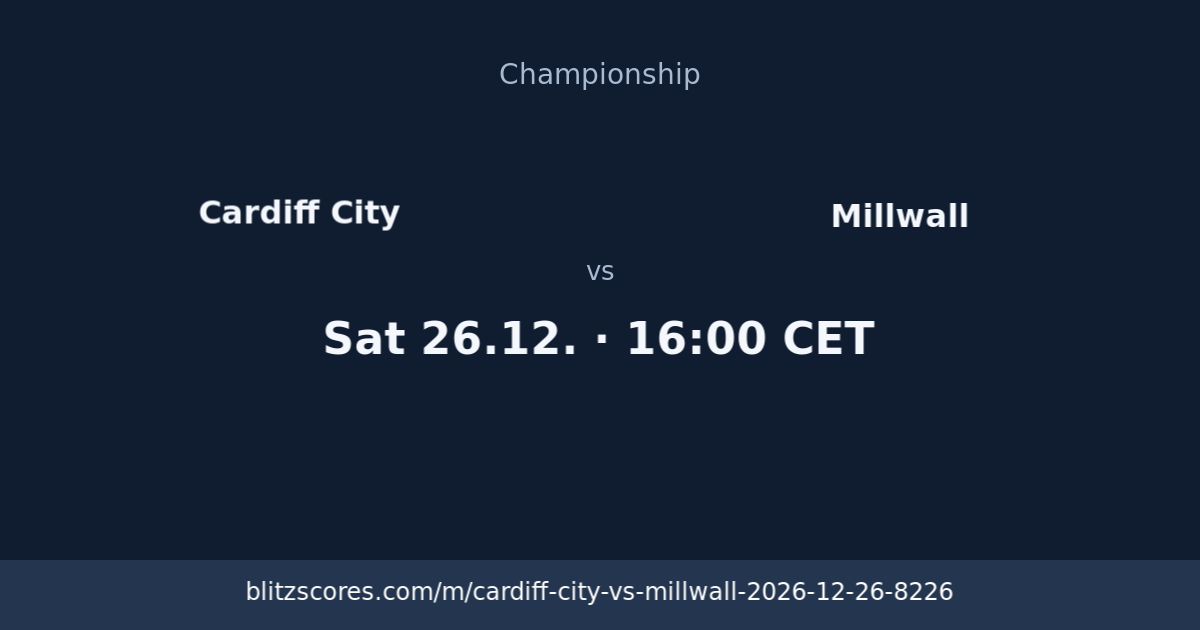 Cardiff City vs Millwall score card