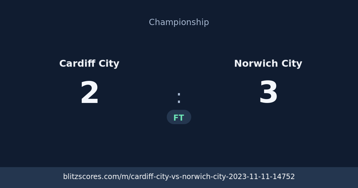 Cardiff City vs Norwich City score card