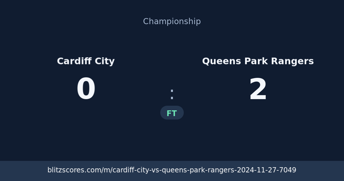 Cardiff City vs Queens Park Rangers score card