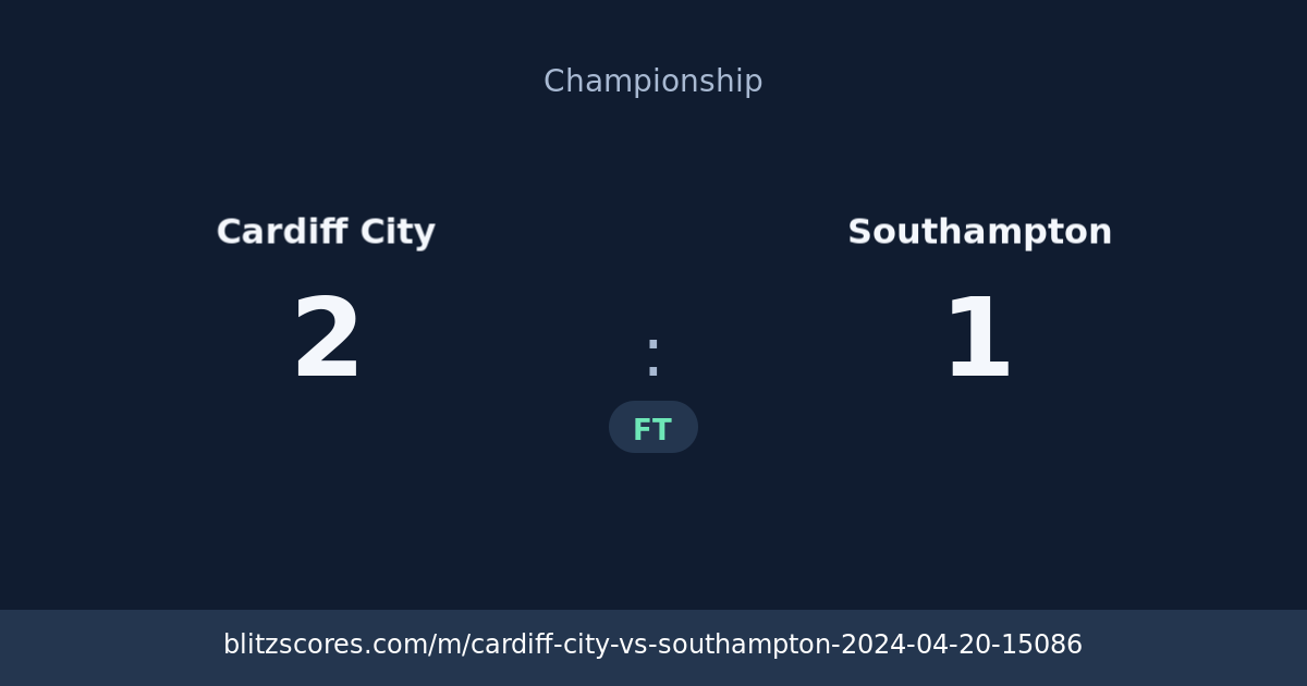 Cardiff City vs Southampton score card