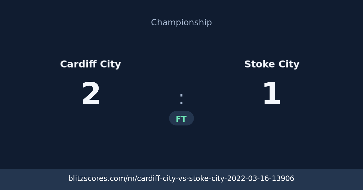 Cardiff City vs Stoke City score card