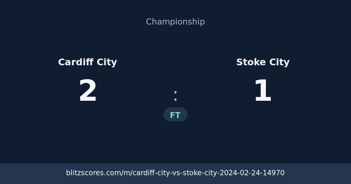 Cardiff City vs Stoke City score card