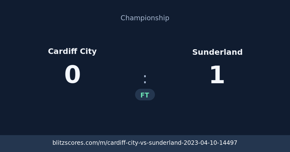 Cardiff City vs Sunderland score card