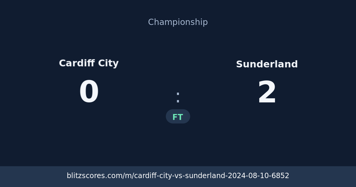 Cardiff City vs Sunderland score card