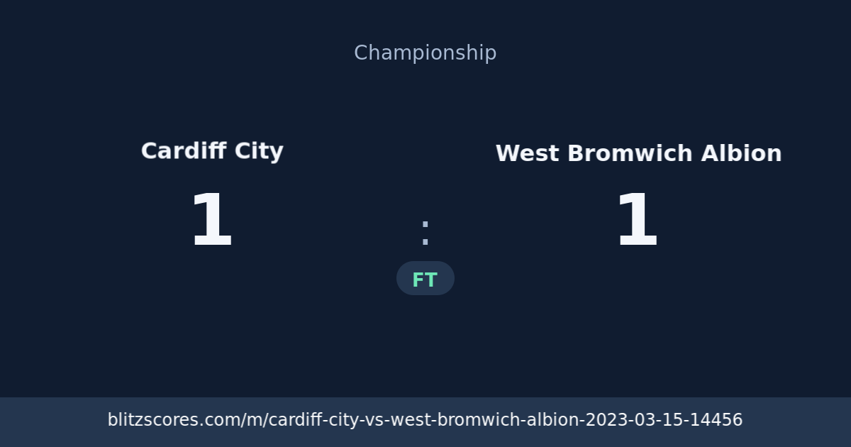 Cardiff City vs West Bromwich Albion score card