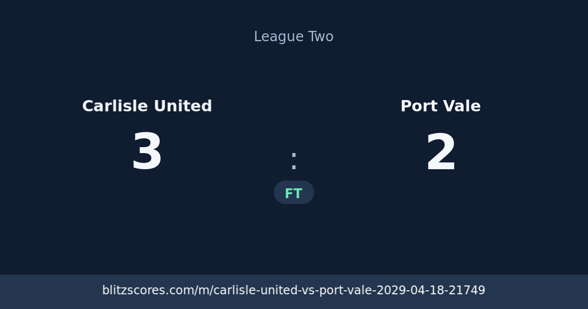 Carlisle United vs Port Vale score card