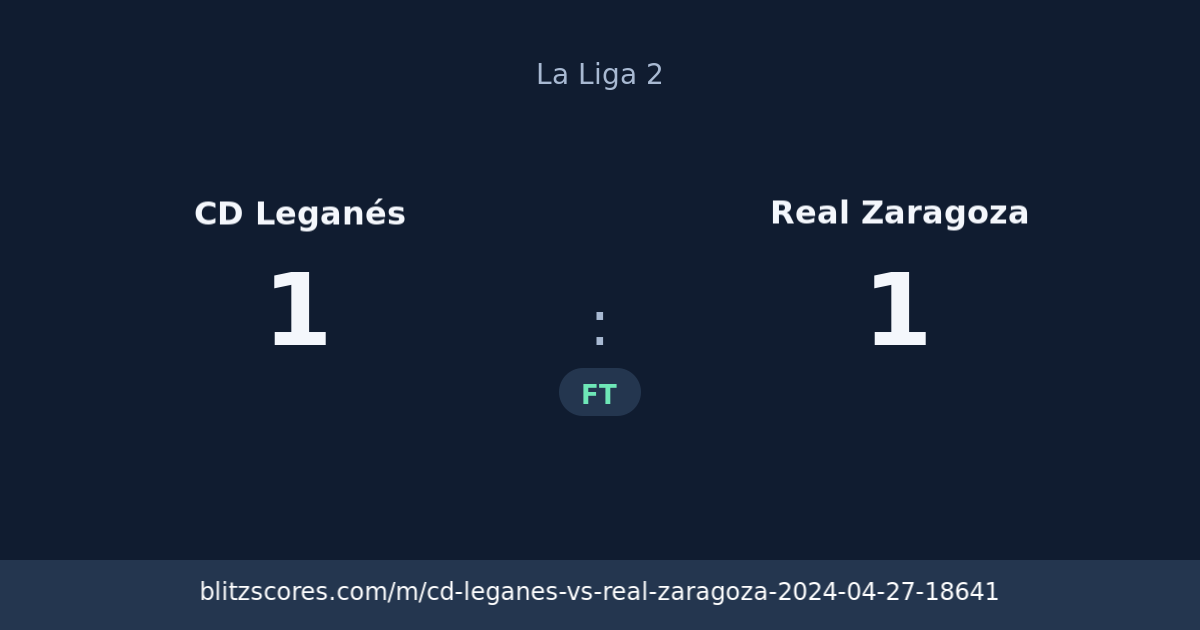 CD Leganés vs Real Zaragoza score card