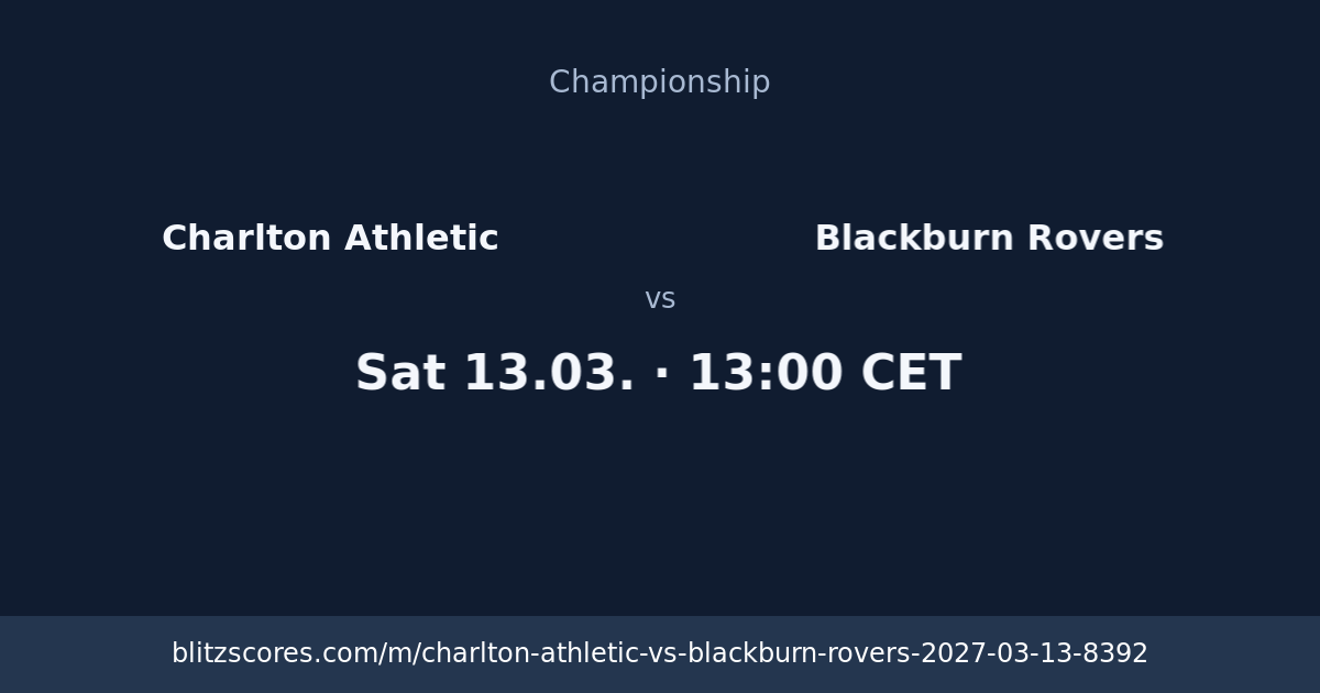 Charlton Athletic vs Blackburn Rovers score card