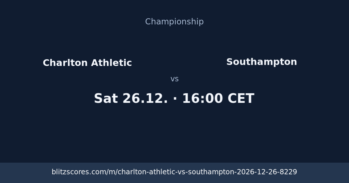 Charlton Athletic vs Southampton score card