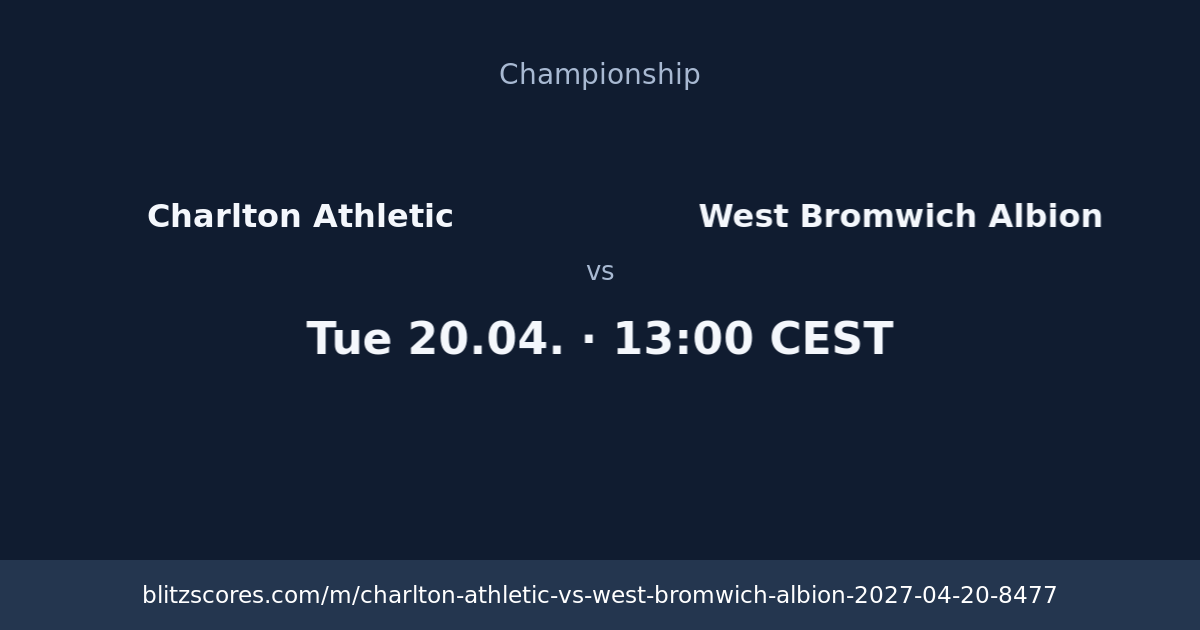 Charlton Athletic vs West Bromwich Albion score card