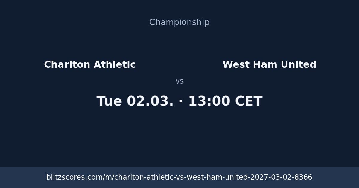 Charlton Athletic vs West Ham United score card