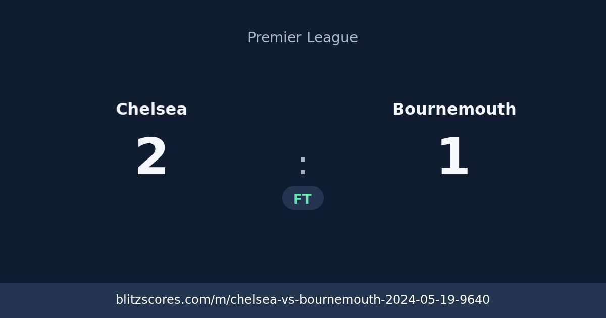 Chelsea vs Bournemouth score card