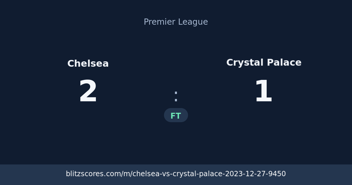Chelsea vs Crystal Palace score card