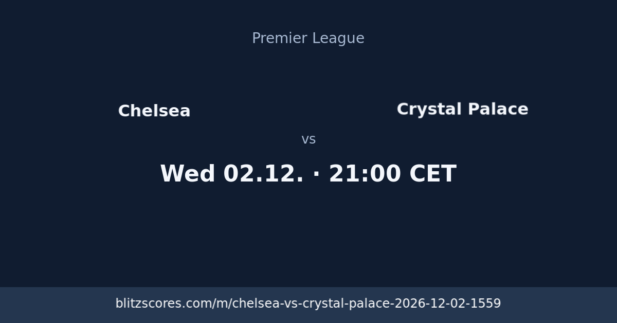 Chelsea vs Crystal Palace score card