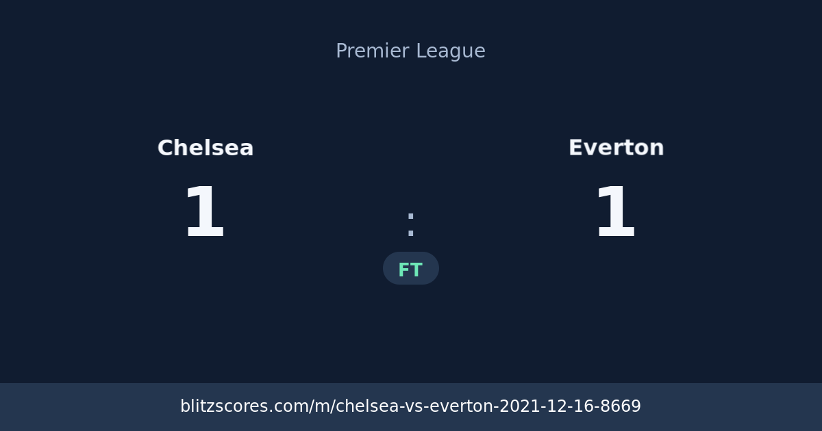Chelsea vs Everton score card
