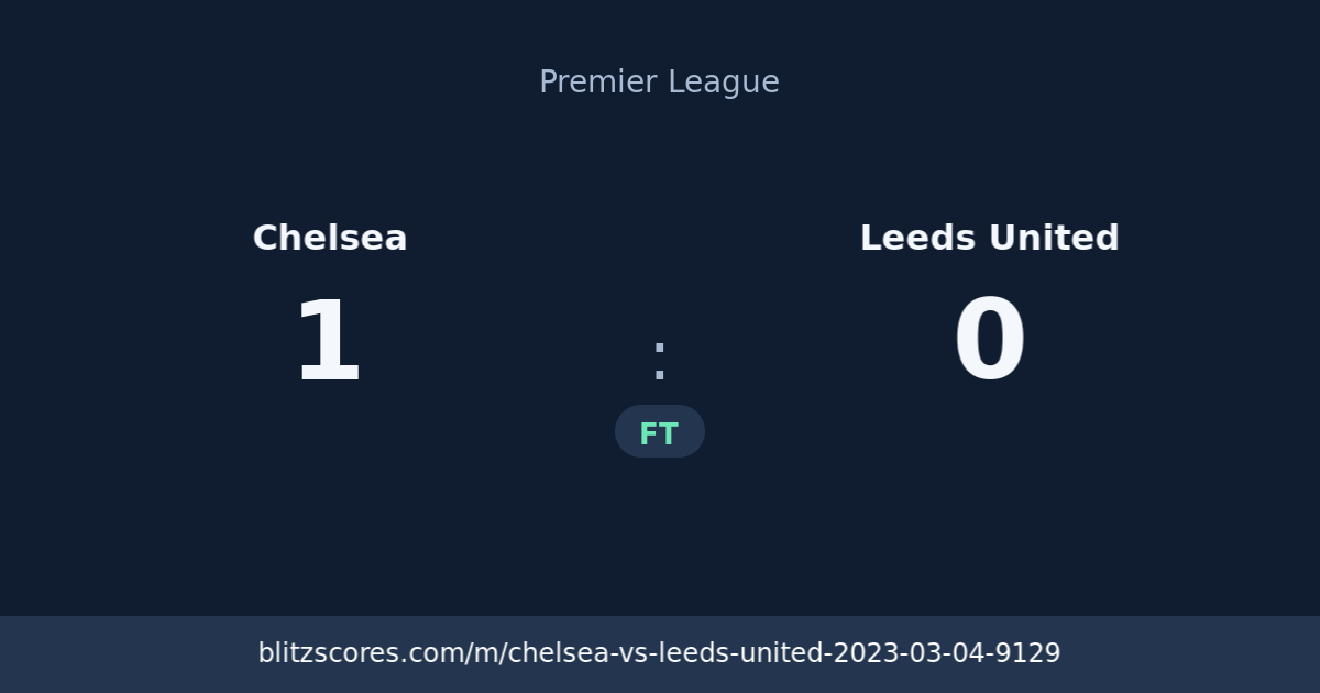 Chelsea vs Leeds United score card
