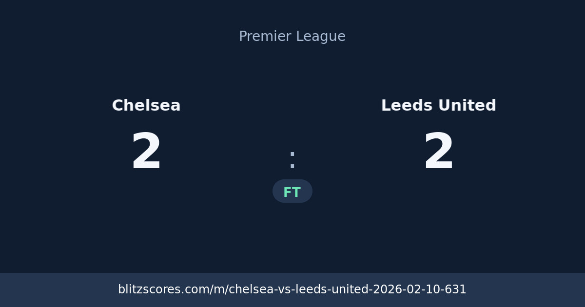 Chelsea vs Leeds United score card