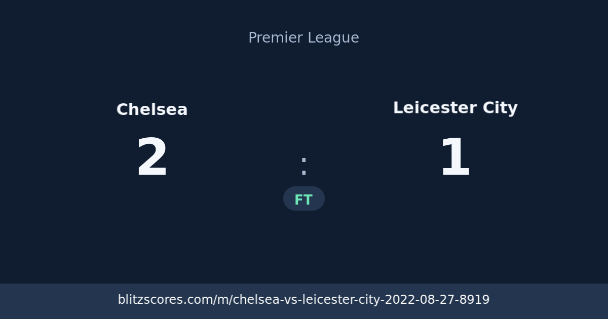 Chelsea vs Leicester City score card