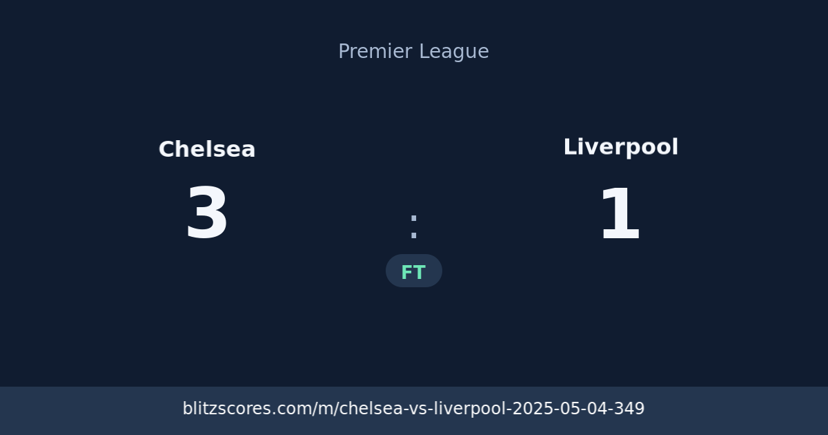 Chelsea vs Liverpool score card