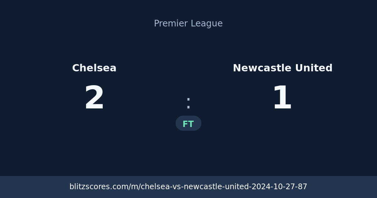 Chelsea vs Newcastle United score card