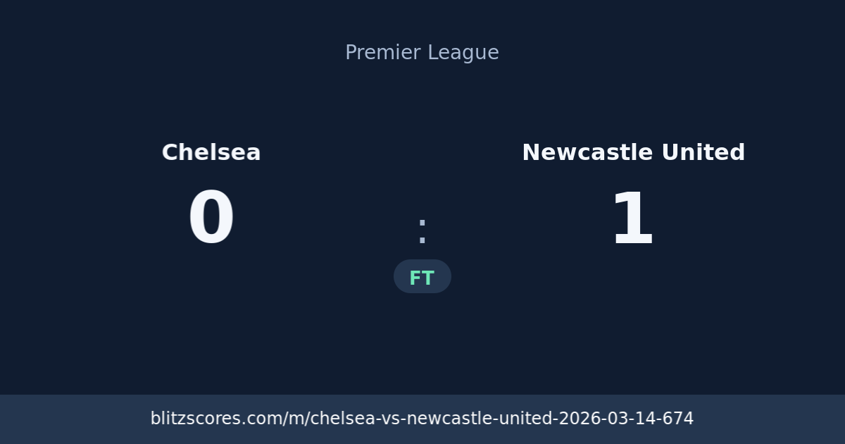 Chelsea vs Newcastle United score card