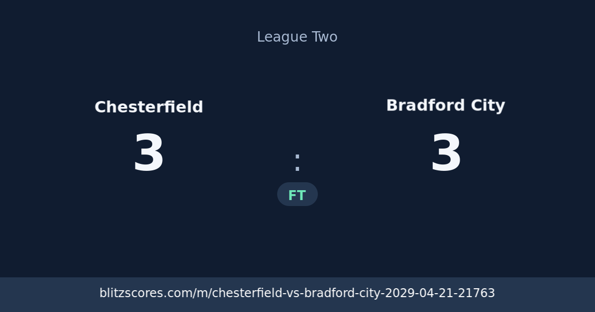 Chesterfield vs Bradford City score card
