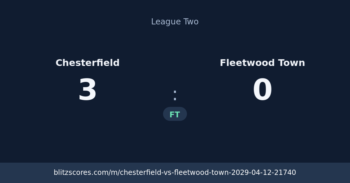 Chesterfield vs Fleetwood Town score card
