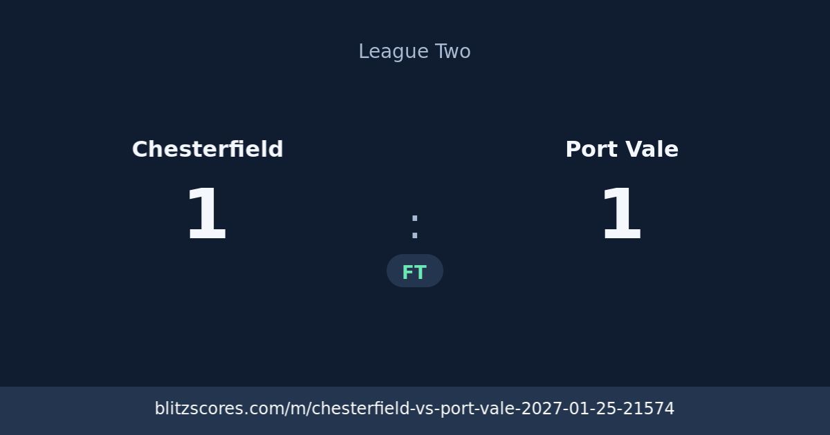 Chesterfield vs Port Vale score card