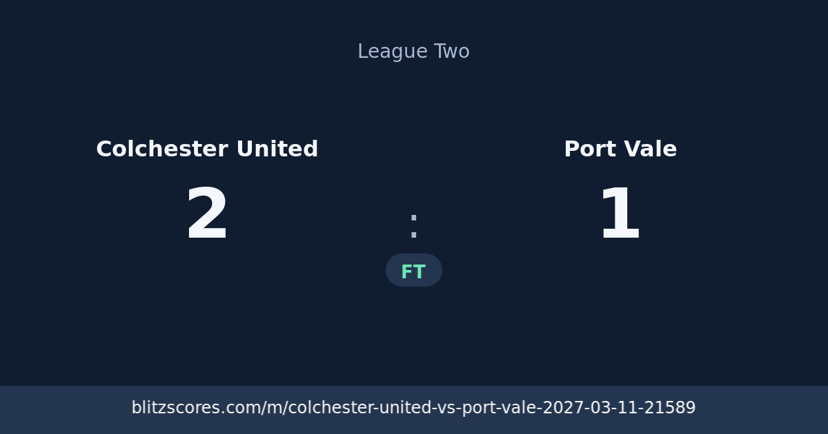Colchester United vs Port Vale score card