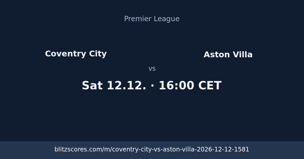Coventry City vs Aston Villa score card