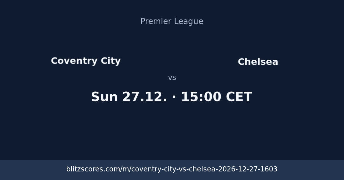 Coventry City vs Chelsea score card