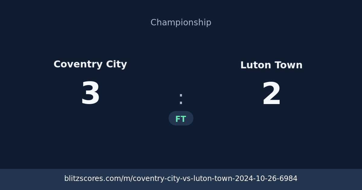 Coventry City vs Luton Town score card