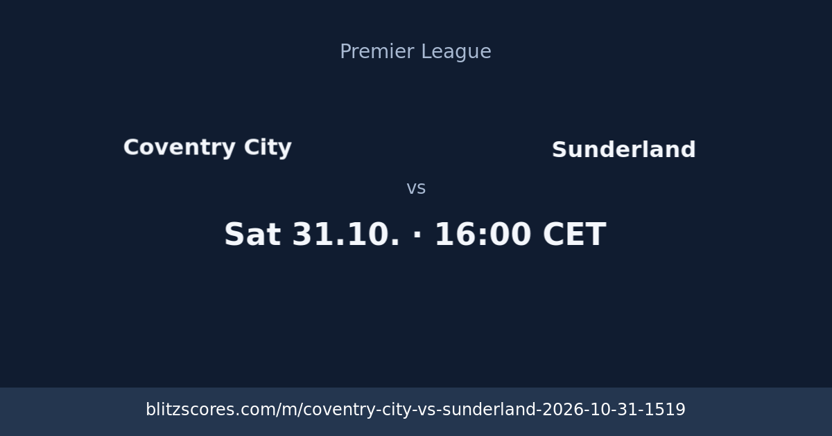 Coventry City vs Sunderland score card