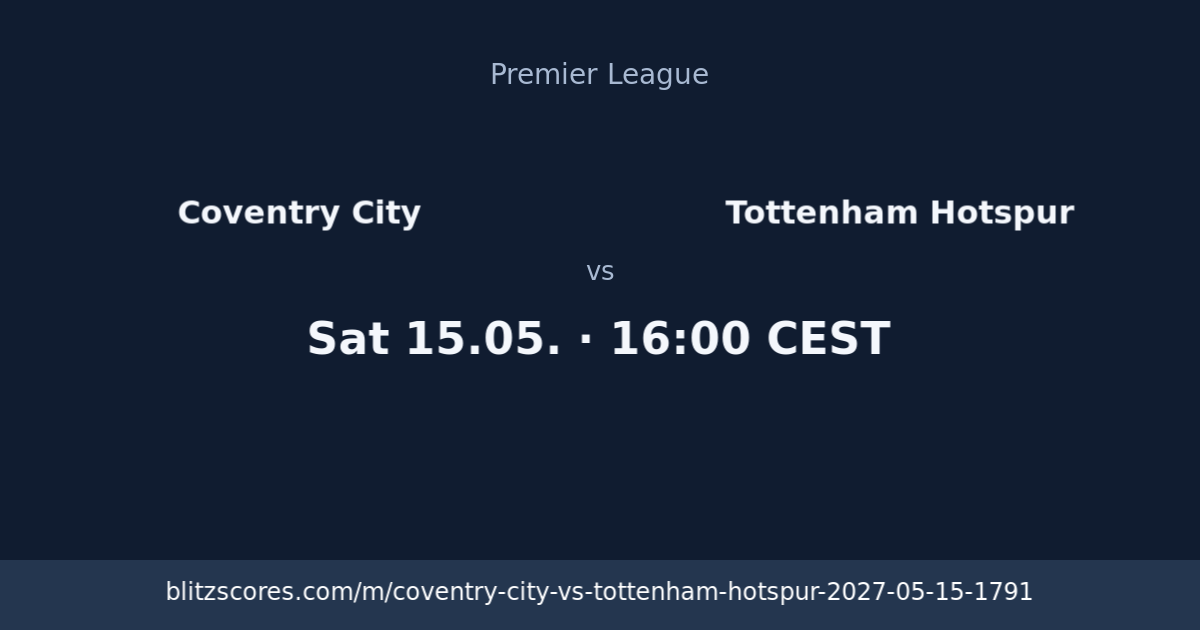 Coventry City vs Tottenham Hotspur score card