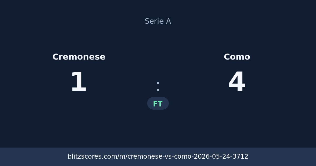 Cremonese vs Como score card