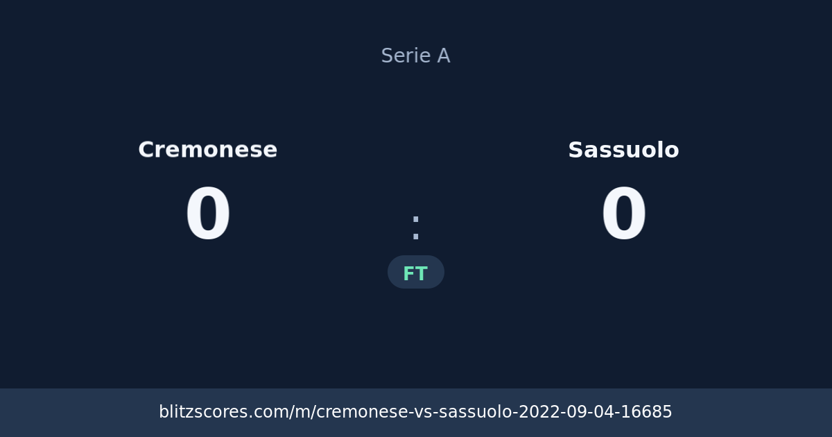 Cremonese vs Sassuolo score card