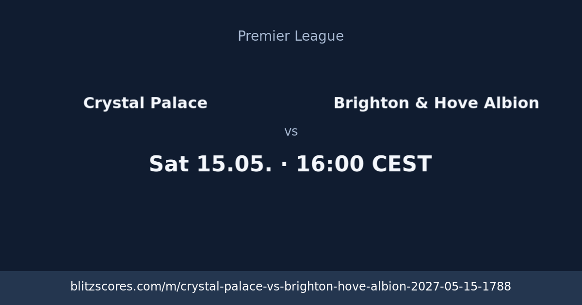 Crystal Palace vs Brighton & Hove Albion score card