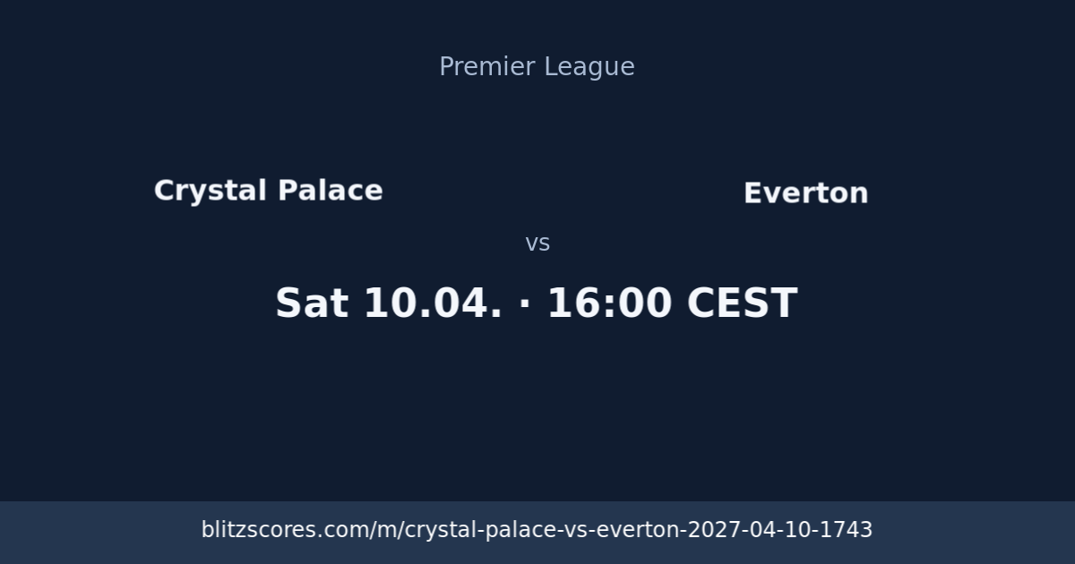 Crystal Palace vs Everton score card