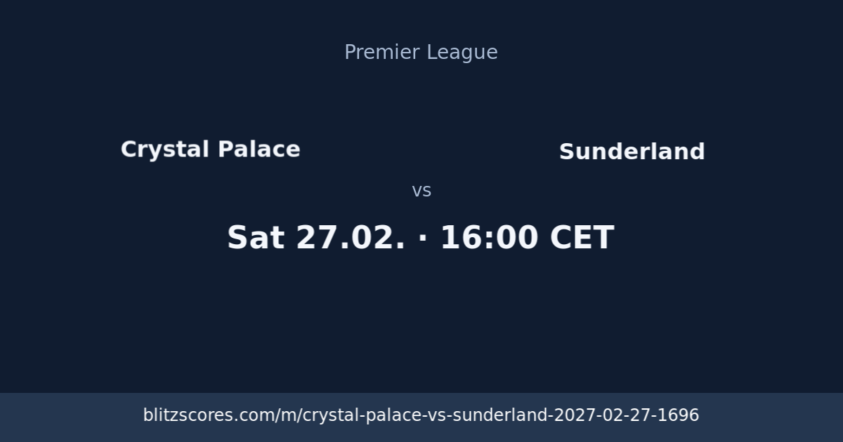 Crystal Palace vs Sunderland score card