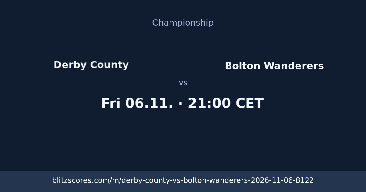 Derby County vs Bolton Wanderers score card