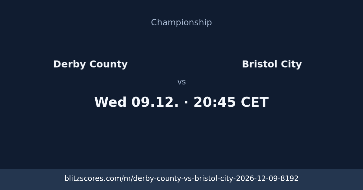 Derby County vs Bristol City score card