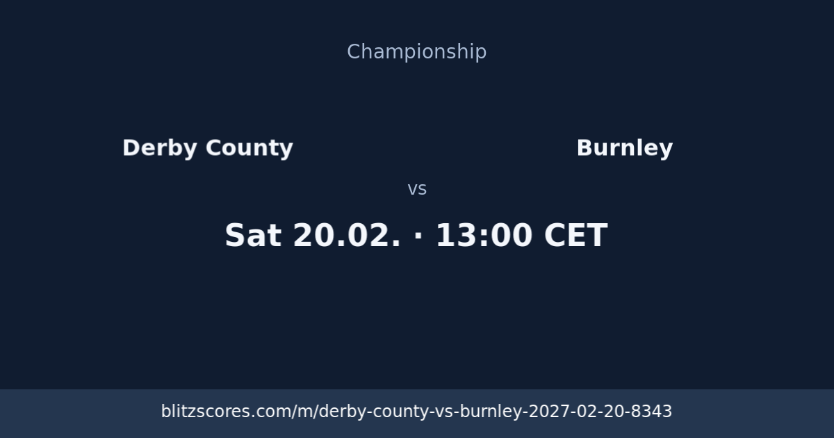 Derby County vs Burnley score card